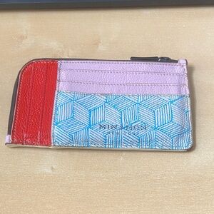 Min & Mon Fausto Leather Zip-around Cardholder - Color Stripes Print